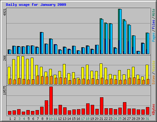 Daily usage for January 2009