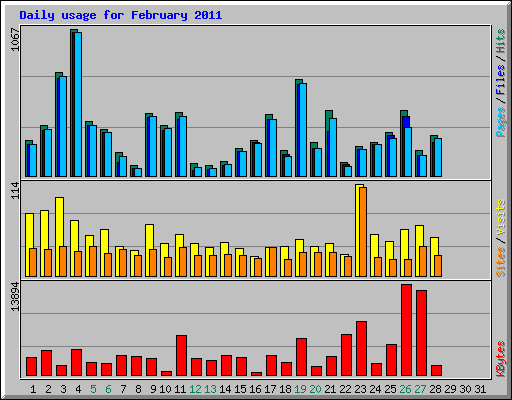 Daily usage for February 2011