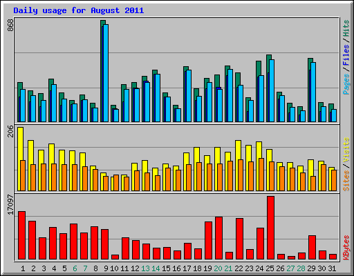 Daily usage for August 2011