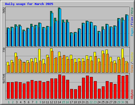 Daily usage for March 2025