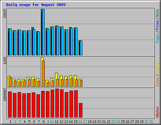 Daily usage for August 2025