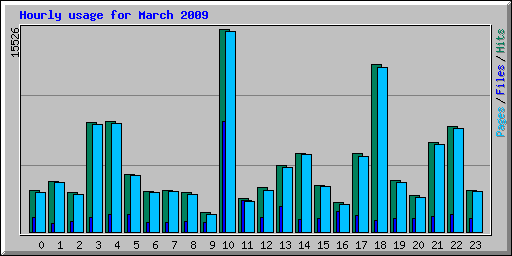 Hourly usage for March 2009